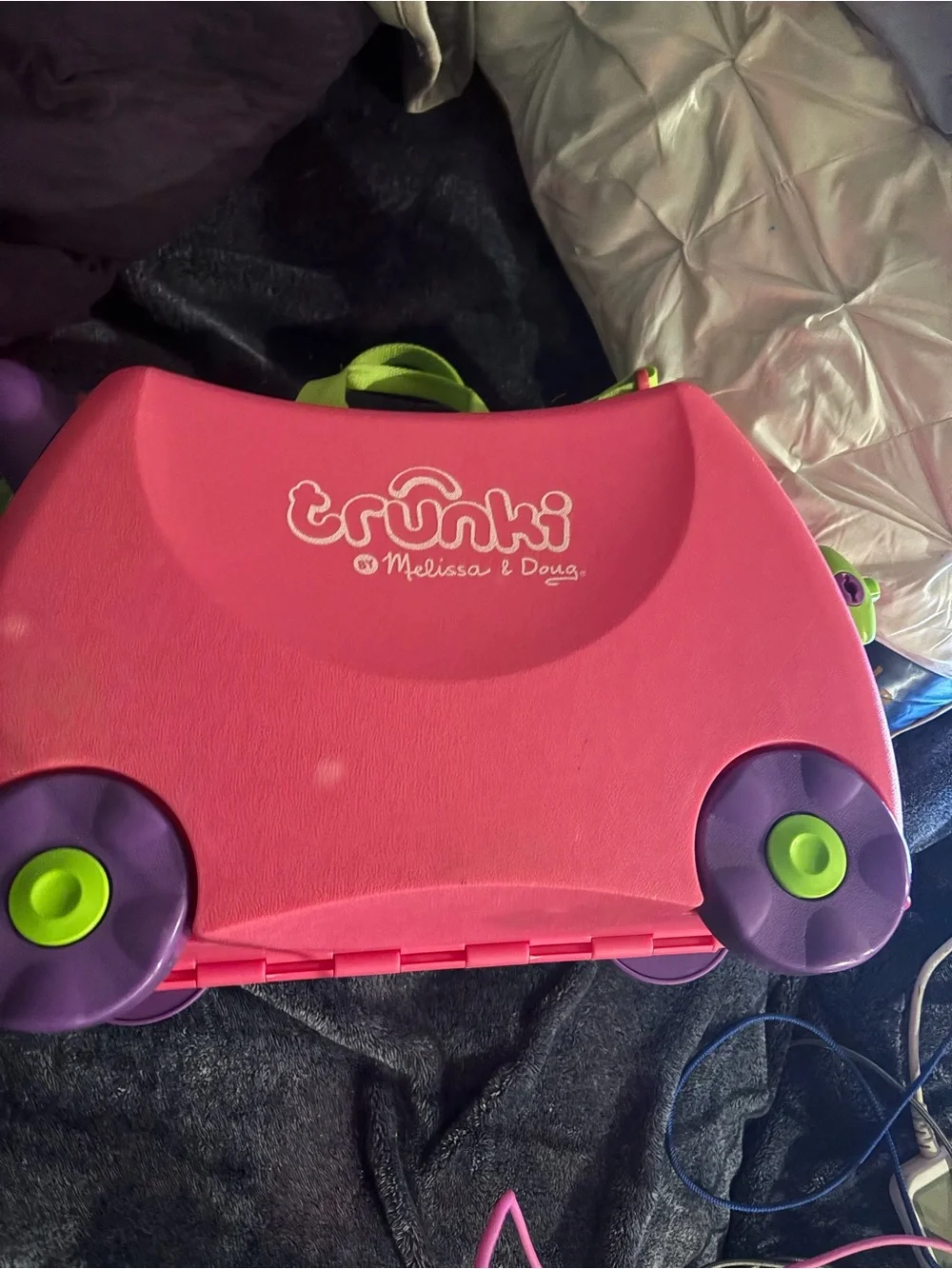 Melissa & Doug Trunki Ride-On Suitcase - Hot Pink with Lime Green Accents